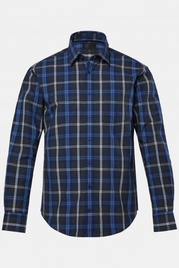 JP1880 Checked Shirt Long Sleeve Kent Collar Anthracite - Kauluspaidat - Miesten isot kauluspaidat 2XL – 8XL