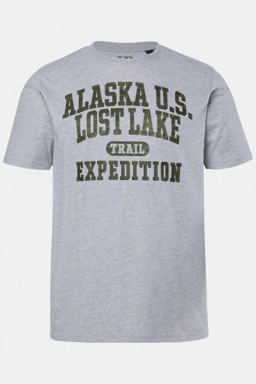 JP1880 T-shirt Short Sleeve Chest Print Grey Melange - T-paidat - Isot T-paidat 2XL – 14XL