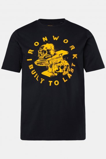 JP1880 T-Shirt Short Sleeve Chest Print Skulls Black - T-paidat - Isot T-paidat 2XL – 14XL