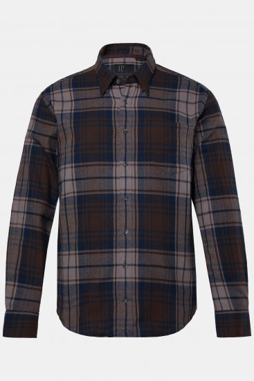 JP1880 Shirt Flannel Long Sleeve Brown TALL - MIESTEN VAATTEET MT-6XLT - Pitkien miesten vaatteet