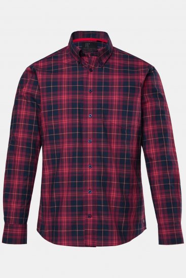 JP1880 Checked Shirt Long Sleeve Red - Kauluspaidat - Miesten isot kauluspaidat 2XL – 8XL