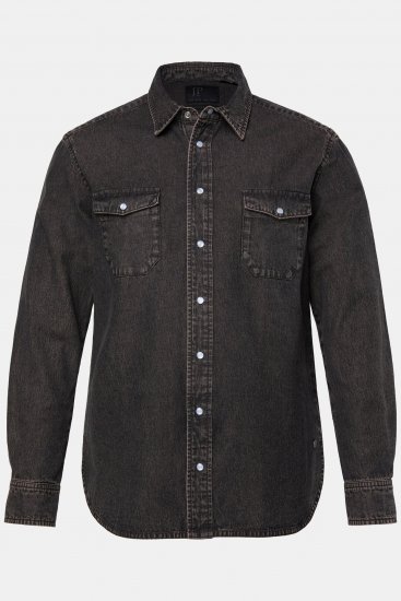 JP1880 Denim Shirt Flexnamic Dark Brown - Kauluspaidat - Miesten isot kauluspaidat 2XL – 8XL
