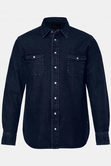 JP1880 Denim Shirt Flexnamic Long Sleeve Navy - Kauluspaidat - Miesten isot kauluspaidat 2XL – 8XL
