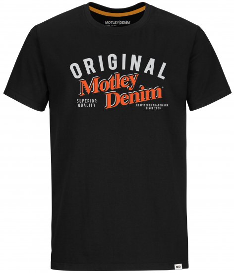 Motley Denim Salford T-shirt Orange on Black - T-paidat - Isot T-paidat 2XL – 14XL