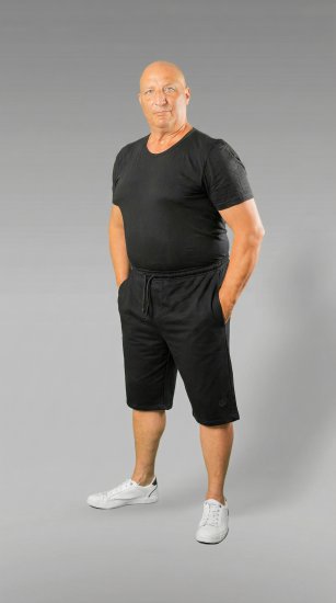 20 Nodi Scirocco Short Leg Sports Pants in Combed Cotton Jersey Black - Collegehousut ja collegeshortsit - Miesten Isot collegehousut ja collegeshortsit