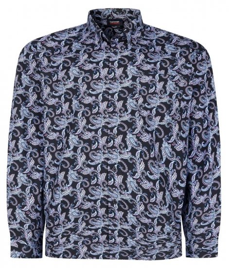 Espionage SH459 Paisley Pitkähihainen paita tummansininen/print - Kauluspaidat - Miesten isot kauluspaidat 2XL – 8XL