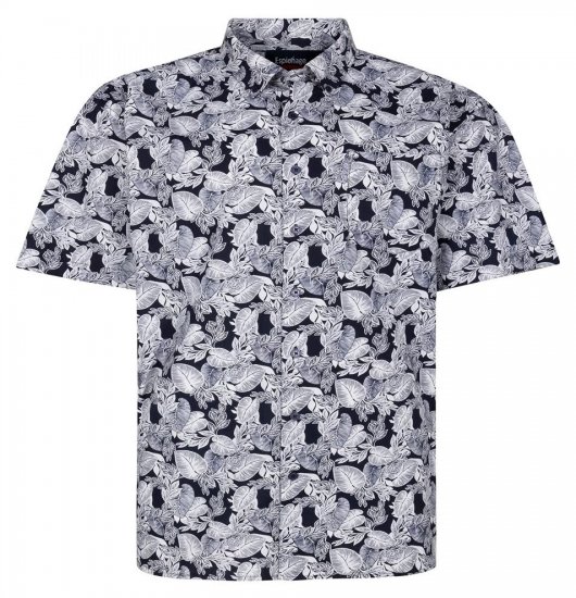 Espionage SH462 Paita lehtiprintillä tummansininen/valkoinen - Kauluspaidat - Miesten isot kauluspaidat 2XL – 8XL