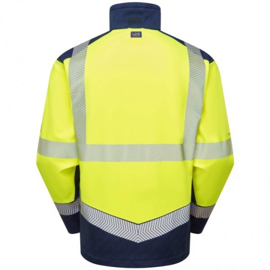 Leo Bowden Ecoviz Softshell Jacket Hi-Vis Yellow/Navy Print - Työvaatteet - Miesten Työvaatteet Isot Koot - 2XL-10XL