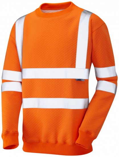 Leo Winkleigh Crew Neck Sweatshirt Hi-Vis Orange - Työvaatteet - Miesten Työvaatteet Isot Koot - 2XL-10XL