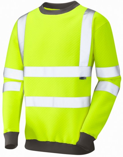 Leo Winkleigh Crew Neck Sweatshirt Hi-Vis Yellow - Työvaatteet - Miesten Työvaatteet Isot Koot - 2XL-10XL
