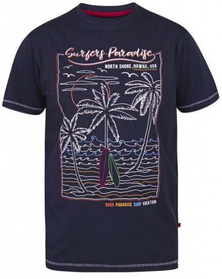 D555 Stewart Surfer'S Paradise Crew Neck T-Shirt Navy - T-paidat - Isot T-paidat 2XL – 14XL