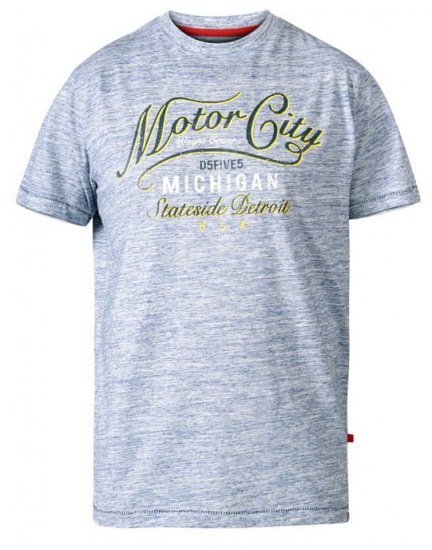 D555 Stirling Motor City Crew Neck T-Shirt Blue Reno - T-paidat - Isot T-paidat 2XL – 14XL