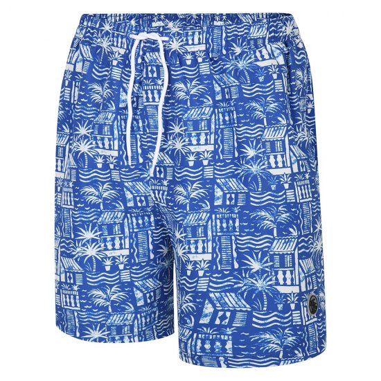 Espionage SW097 Uimashortsit Havaiji-printillä Kuninkaansininen/Valkoinen - Uimavaatteet - Miesten uimahousut isot koot