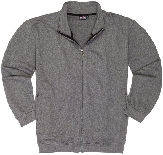 Adamo Athen Sweat Jacket with Full Zipper Grey - Hupparit ja Collegepaidat - Miesten hupparit ja collegepaidat isot koot
