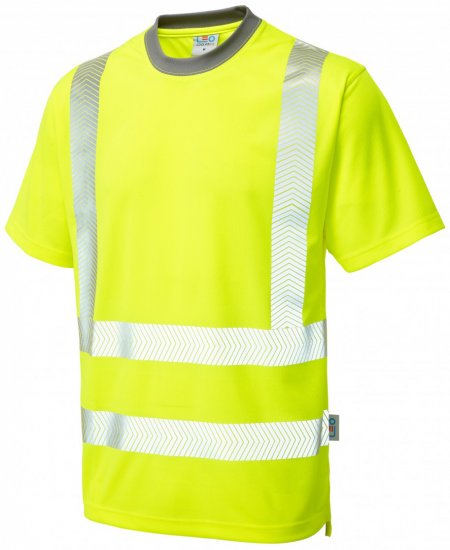 Leo Larkstone Coolviz Plus T-shirt Hi-Vis Yellow - Työvaatteet - Miesten Työvaatteet Isot Koot - 2XL-10XL