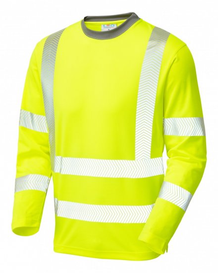 Leo Capstone Coolviz Plus Long Sleeve T-shirt Hi-Vis Yellow - Työvaatteet - Miesten Työvaatteet Isot Koot - 2XL-10XL