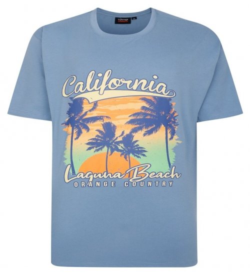 Espionage T425 Laguna Beach Painettu T-paita sininen - T-paidat - Isot T-paidat 2XL – 14XL