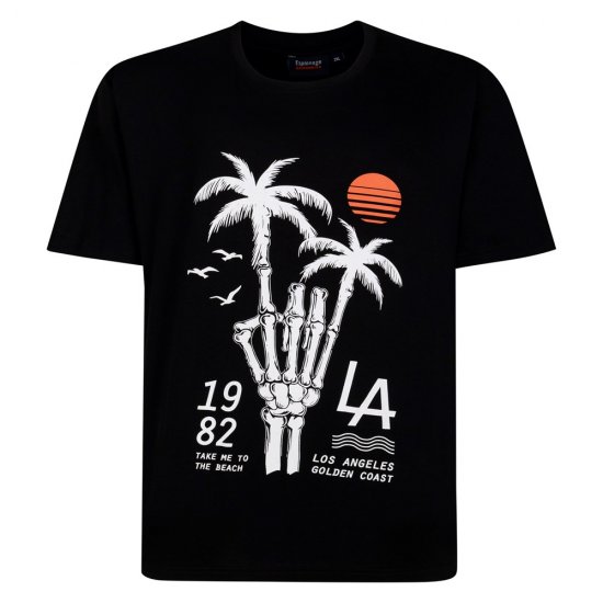 Espionage T448 skeleton palm painettu t-paita musta - T-paidat - Isot T-paidat 2XL – 14XL