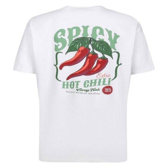 Espionage T457 Spicy Chilli Painettu T-paita valkoinen - T-paidat - Isot T-paidat 2XL – 14XL