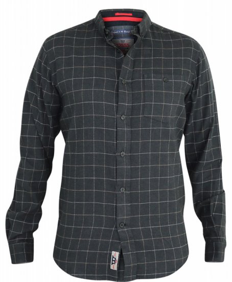 D555 Taylor Long Sleeve Shirt Charcoal - Kauluspaidat - Miesten isot kauluspaidat 2XL – 8XL