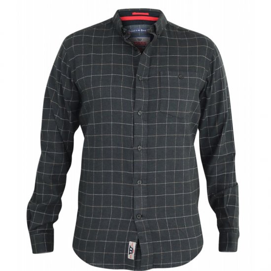 D555 Taylor Long Sleeve Shirt Charcoal - Kauluspaidat - Miesten isot kauluspaidat 2XL – 8XL