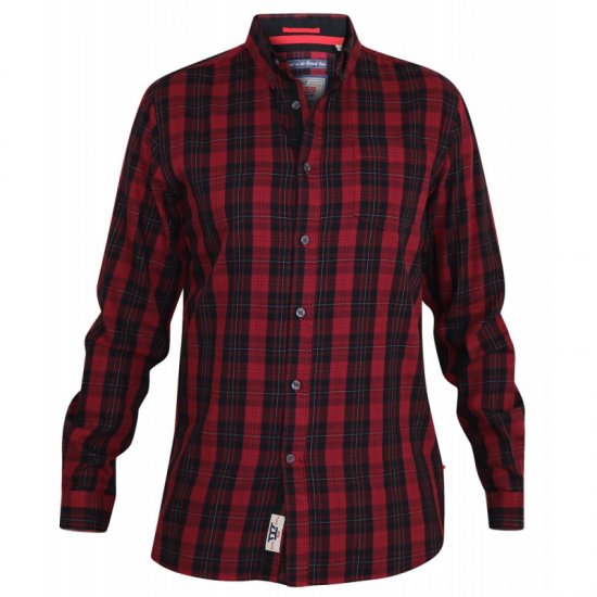 D555 Theo Long Sleeve Check Shirt - Kauluspaidat - Miesten isot kauluspaidat 2XL – 8XL
