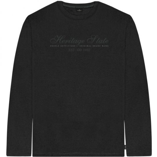 Double Outfitters TS-9171 Long Sleeve T-Shirt Embroidered Black - T-paidat - Isot T-paidat 2XL – 14XL