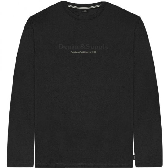 Double Outfitters TS-9173 Long Sleeve T-Shirt Embossed Black - T-paidat - Isot T-paidat 2XL – 14XL