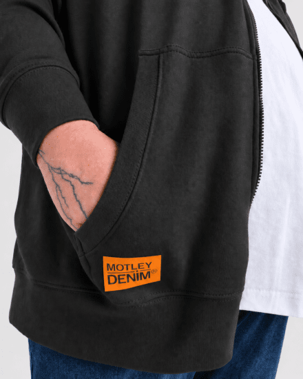Motley Denim Copenhagen Hoodie Charcoal - Hupparit ja collegepaidat - Miesten hupparit ja collegepaidat isot koot