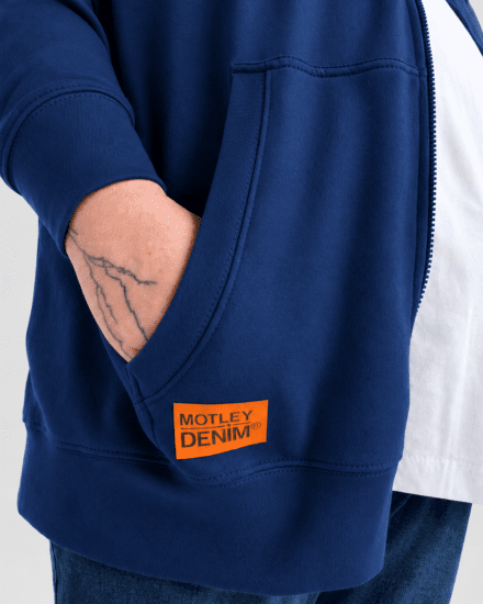 Motley Denim Copenhagen Hoodie Royal Blue - Hupparit ja collegepaidat - Miesten hupparit ja collegepaidat isot koot