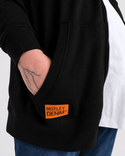 Motley Denim Copenhagen Hoodie Black - Hupparit ja collegepaidat - Miesten hupparit ja collegepaidat isot koot