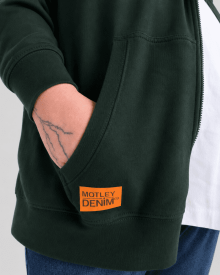 Motley Denim Copenhagen Hoodie Racing Green - Hupparit ja collegepaidat - Miesten hupparit ja collegepaidat isot koot