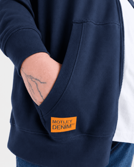 Motley Denim Copenhagen Hoodie Dark Indigo - Hupparit ja collegepaidat - Miesten hupparit ja collegepaidat isot koot