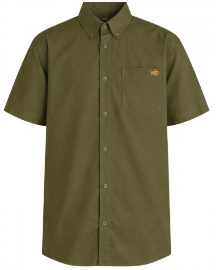 Motley Denim Zagreb Lyhythihainen Kauluspaita Tumma khaki - Kauluspaidat - Miesten isot kauluspaidat 2XL – 8XL