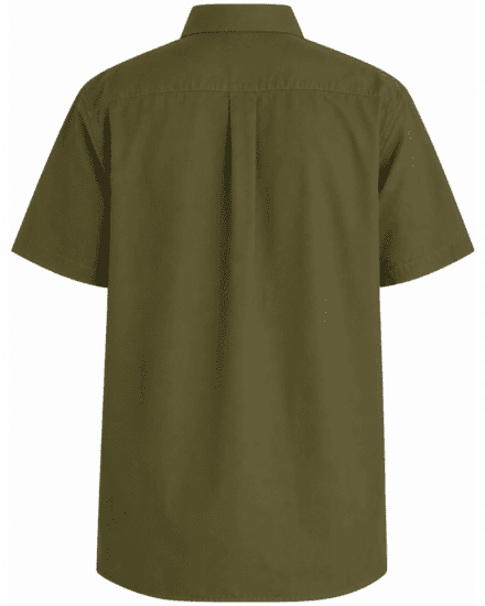 Motley Denim Zagreb Lyhythihainen Kauluspaita Tumma khaki - Kauluspaidat - Miesten isot kauluspaidat 2XL – 8XL