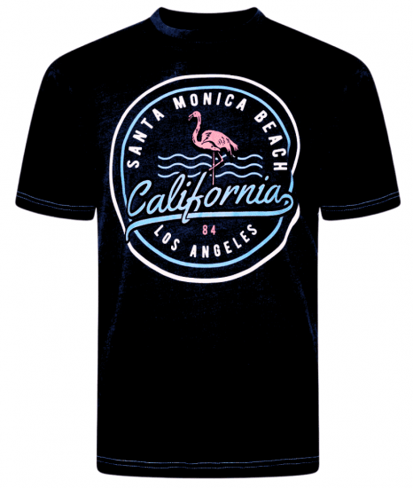 Kam Jeans 5707 Santa Monica Tee Black - T-paidat - Isot T-paidat 2XL – 14XL