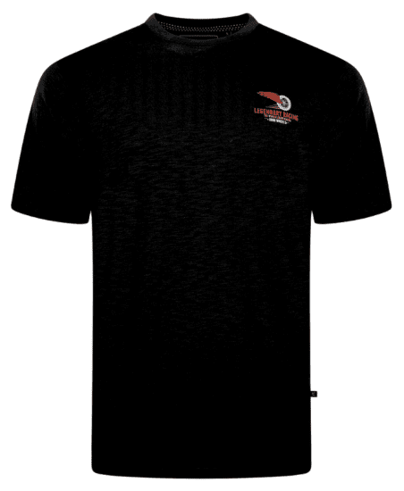 Kam Jeans 5710 Legendary Racing Slub Tee With Back Print Black - T-paidat - Isot T-paidat 2XL – 14XL