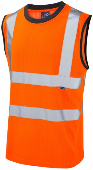 Leo Ashford Comfort Sleeveless T-shirt Hi-Vis Orange - Työvaatteet - Miesten Työvaatteet Isot Koot - 2XL-10XL
