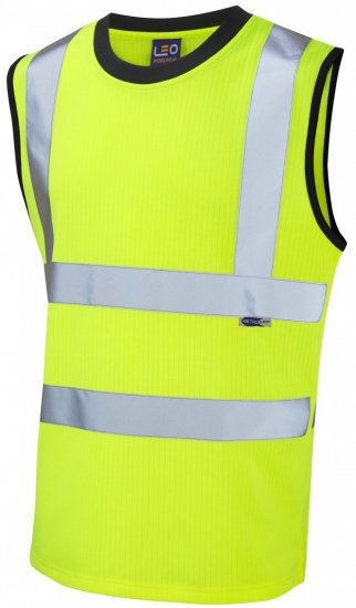 Leo Ashford Comfort Sleeveless T-shirt Hi-Vis Yellow - Työvaatteet - Miesten Työvaatteet Isot Koot - 2XL-10XL