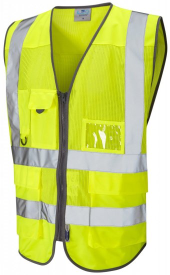 Leo Cobbaton Coolviz Superior Waistcoat Hi-Vis Yellow - Työvaatteet - Miesten Työvaatteet Isot Koot - 2XL-10XL