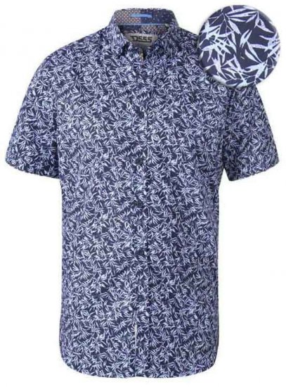 D555 Walpack Hawaiian Ao Print Short Sleeve Shirt Blue - Kauluspaidat - Miesten isot kauluspaidat 2XL – 8XL