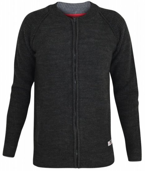 D555 Xavier Knitted Bomber Charcoal - Hupparit ja collegepaidat - Miesten hupparit ja collegepaidat isot koot
