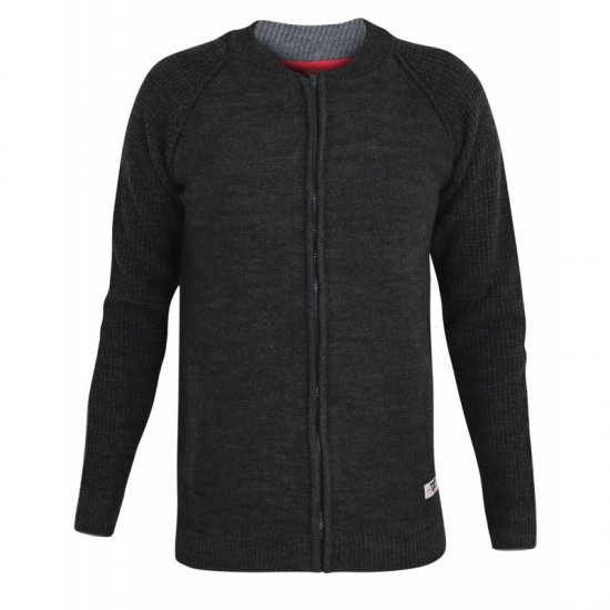 D555 Xavier Knitted Bomber Charcoal - Hupparit ja collegepaidat - Miesten hupparit ja collegepaidat isot koot