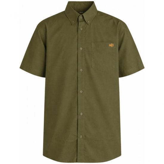 Motley Denim Zagreb Lyhythihainen Kauluspaita Tumma khaki - Kauluspaidat - Miesten isot kauluspaidat 2XL – 8XL