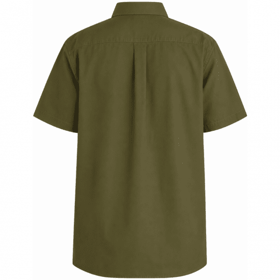 Motley Denim Zagreb Lyhythihainen Kauluspaita Tumma khaki - Kauluspaidat - Miesten isot kauluspaidat 2XL – 8XL