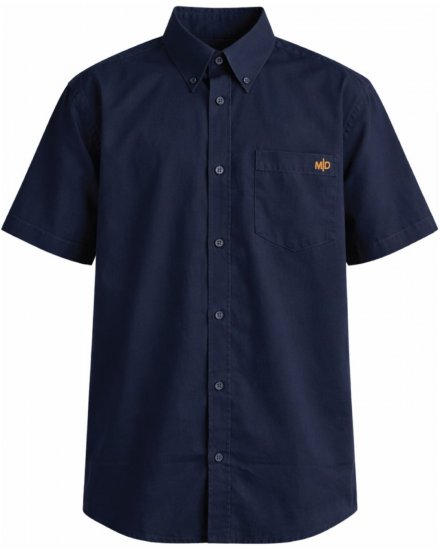 Motley Denim Zagreb Lyhythihainen Kauluspaita Laivastonsininen - Kauluspaidat - Miesten isot kauluspaidat 2XL – 8XL